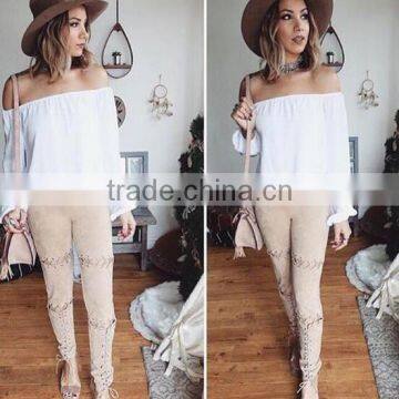 Runwaylover 4968 New Style Ladies Suede Sexy Tie Pant photo-3