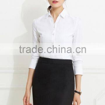 2017 New Design Ladies Office Wear White V-neck Collar Blouse for Women photo-6