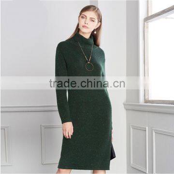 women pullover sweater ladies Plus Size green color turtleneck sweater dress