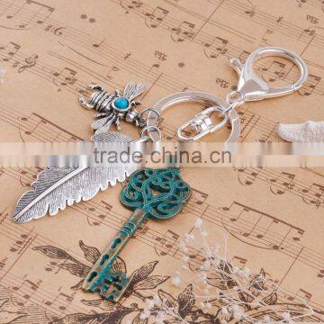 All Types Of Personalised Silver Plated Bee Feather Key Vintage Patina Keychain Wholesale photo-2
