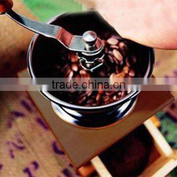 Mini Wood Manual Coffee Mill Stand Bowl Antique Hand Operation Coffee Bean Grinder photo-2