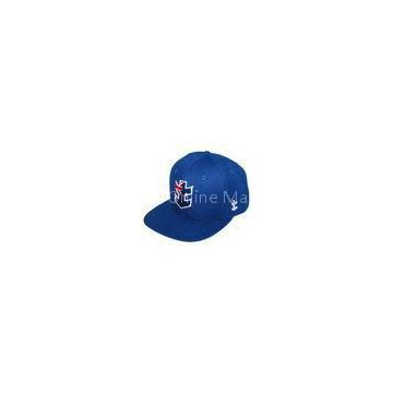 Custom Flat Brim Acrylic Snapback Baseball Caps Blue / Black