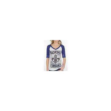 Raglan Printl Womens Shirts Blouses ,  Casual Summer OEM  Short Sleeve