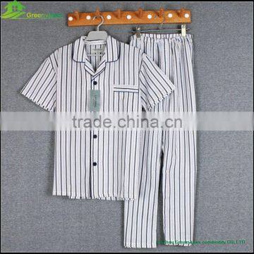 wholesale soft cotton checks pajamas sleepwear for man Short-sleeved tracksuit pants suit pajamas cheap sleepwear GVBS0012