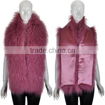 YR329 New Arrival Long Tibetan Lamb Fur Scarf Mongolian Lamb Fur Shawl