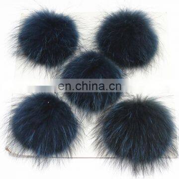 Hand made full raccoon fur pompon/pom pom dyed color