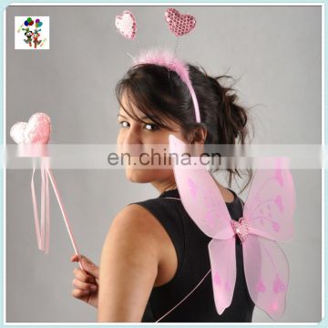 Hen Night Party Fancy Dress Dance Pink Butterfly Wings with Headband Wand HPC-0876