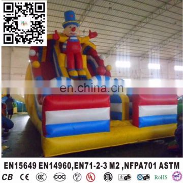 Happy giant inflatable jumping slides, inflatable clown double slides, inflatable kids slides for sales