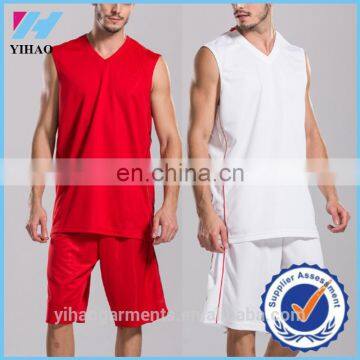 Yihao Top Quality Dry Fit Basketball Sports Wear 2015 New Design Plain Basketball Uniforms