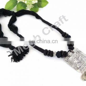 Beautiful Oxidised Silver Necklace- Silver Choker Necklace Set- Navratri Special Handmade Oxidized Necklace photo-2