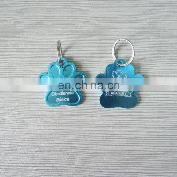 custom paw shaped blue aluminium printing logo dog tag for promotion