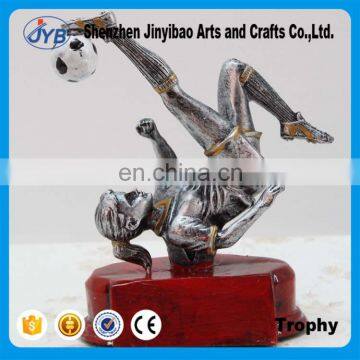 Silver color resin material Custom logo women football trophy