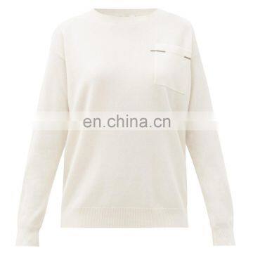 DiZNEW Unisex Women Wool Cashmere Crew Neck Pocket Cardigan Sweater photo-2