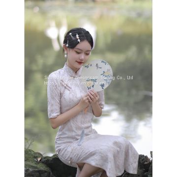 Old time cheongsam retro improved dress young girl long style elegant Chinese style girl