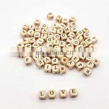 DIY Necklace Bracelet Material A-Z Letter Natural Wooden Block Beads photo-2