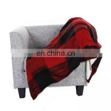 100% Polyester Super Soft Christmas Grid Chunky Knit Blanket Sherpa 2 Ply Fleece Blankets for Winter photo-5