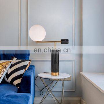 Modern Glass Ball Marble Base Table Lamp For Living Room photo-3