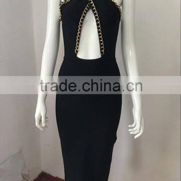 2016 New Black White Khaki Sey Deep V-neck Beading Bodycon Elegant Celebrity Party Pencil Women Knee-length Bandage Dress photo-5