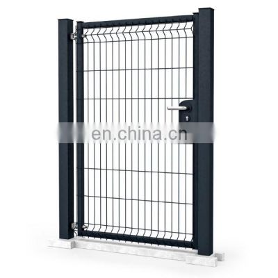 Classic H 2.4 m * W 2 m 3D curved wire mesh single leaf swing fence gate system for security area