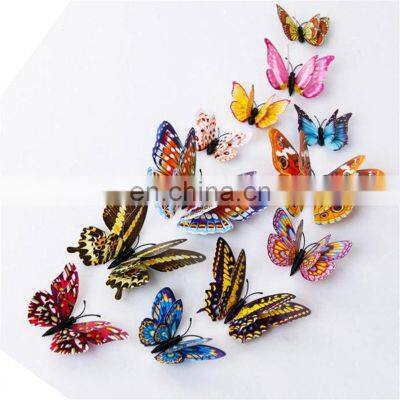 12pcs 3D Wall Stickers Double Layer Luminous Butterflies Colorful Home decor 2017 Gift