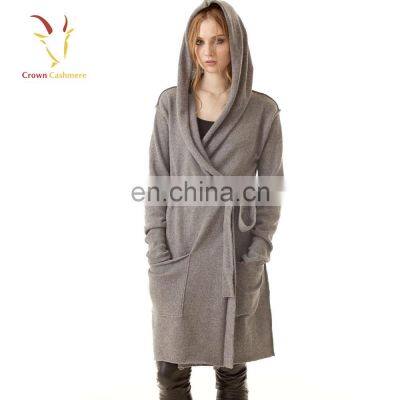 Женский длинный свитер из шерстяного касmere, модный кардиган с капюшоном photo-3