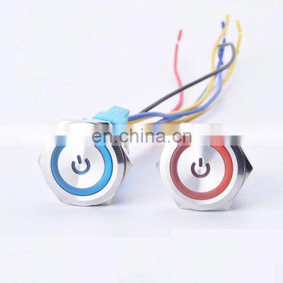 22mm Waterproof Metal Push Button Switch Self Latching Self Momentary Annular Power Symbol with Lamp