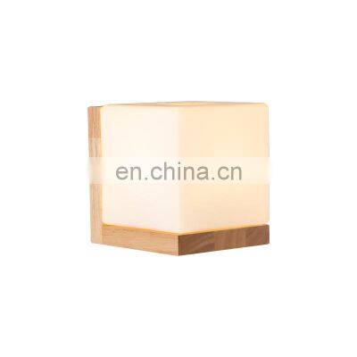 Modern Wall Light Nordic Wooden Wall Lamp Shades Square Glass Lighting Fixtures Wall Lamp