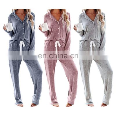 High Quality Long Sleeve, Women's 2 Pcs Set Pajama Button Down Pajama Women/