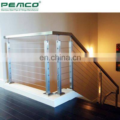 Modern Indoor Balcnoy Wire Handrail Post Stainless Steel Cable Railing Design