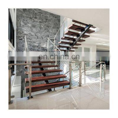 Mono beam custom wooden straight flight freestanding staircases