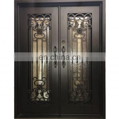 Steel security front door with glass black wrought iron double entry exterior gates for sale