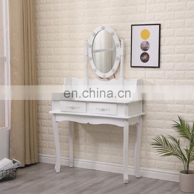 Ladies Fashion Modern Simple Dressing Mirror And Table With Led Light Bulb