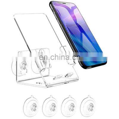 Clear Acrylic Bath Shower Cellphone Holder Wall Mounted Cell Phone Stand Holder Bracket Phone Handset Bracket photo-4