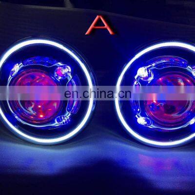 Blue White Red 3 Specifications 7 Inches HID Starry Headlight With Devil Demon Eye and Led Angel Halo for JEEP JK for Wrangle photo-4