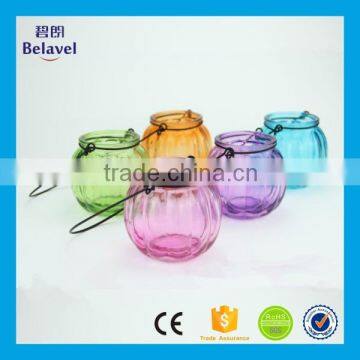 Bulk cheap recycled candle jar empty clear colorful hanging glass candle jar