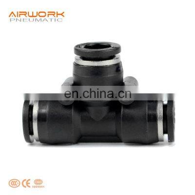 PE Pneumatic 3 way Plastic Tube hose connector T Type Push to Connect Fittings equal tee formula