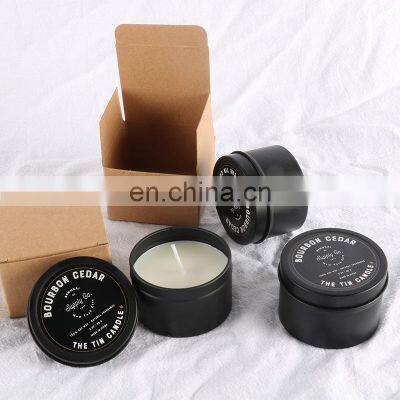 Wholesale Luxury Aromatherapy Fragrance Small Mini Black Tin Jar Soy Wax Scented Candle