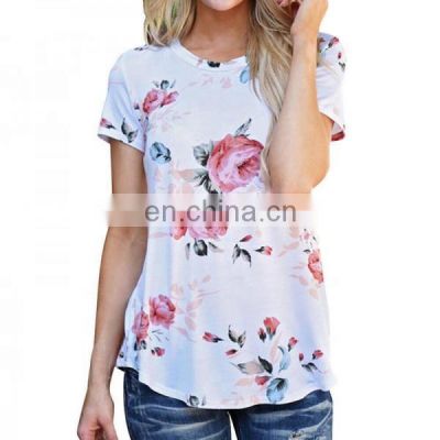 Custom Design summer tops casual floral print women t-shirts