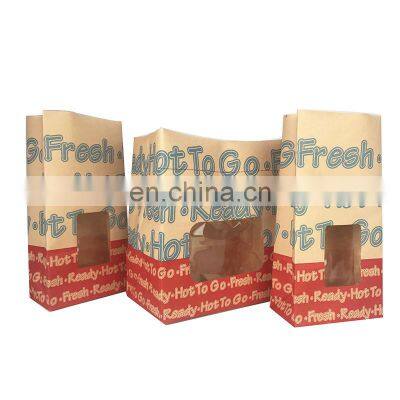 manufacture customize design square flat bottom stand up pouch white brown personalized kraft paper bag with clear window