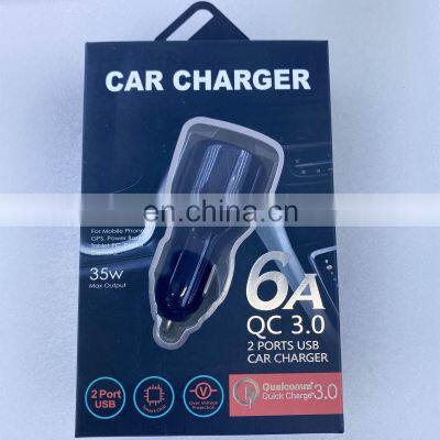 Wholesale 30W Quick Charge QC3.0 USB Adapter Dual 2 Port Universal Mobile Phone USB Fast Charging Car Charger for IPhone photo-5