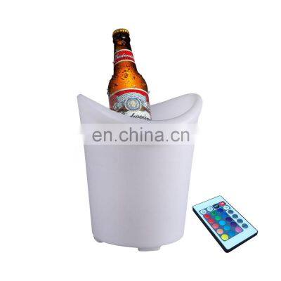 Rechargeable Light Up Multiple Capacity Food Grade Plastic Beer Ice Bucket Led Flashing Beverage Wine Bucket