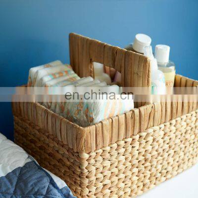 Hot Water Hyacinth Natural Wicker Diaper Caddy Home Decoration Storage Wicker Basket In Bulk Wholesale Vietnam Supplier photo-3