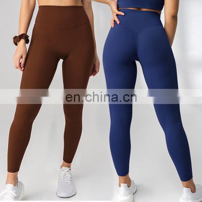 Hot Sale Beautiful Back Deep V Seam High Waist Peach Hip Sports Yoga Leggings Pants Women Workout Gym Fitness Yoga Wear Clothes