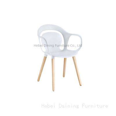 Plastic Armchairs with Cut-Out Backrest Wood Legs DC-P17