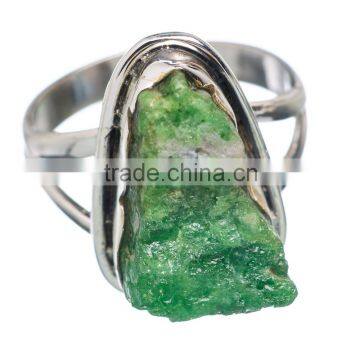 925 SOLID STERLING FINE SILVER ROUGH CHROME DIOPSIDE RING