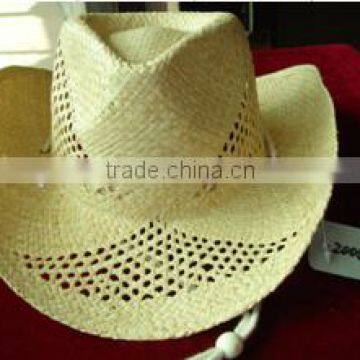 raffia cowboy straw hats with hollowed-out design