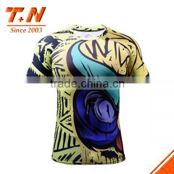 Custom Sublimation Printed Men Short Sleeve Rash Guard