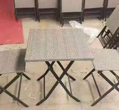 Simply Design Foldable Rattan Dining Set Factory Supply Directly Garden Coffee Set Easy Taken PE Rattan Picnic Chair With Table photo-1