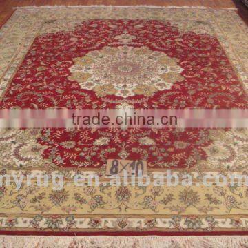 Handmade Wool and Silk Persian Rugs+Persian Rugs+Hand Knotted Pure Silk Rugs+Area Silk Rugs+6X9 foot