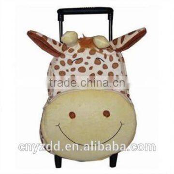 soft cheap convenience plush animal bags/plush bag with trolley